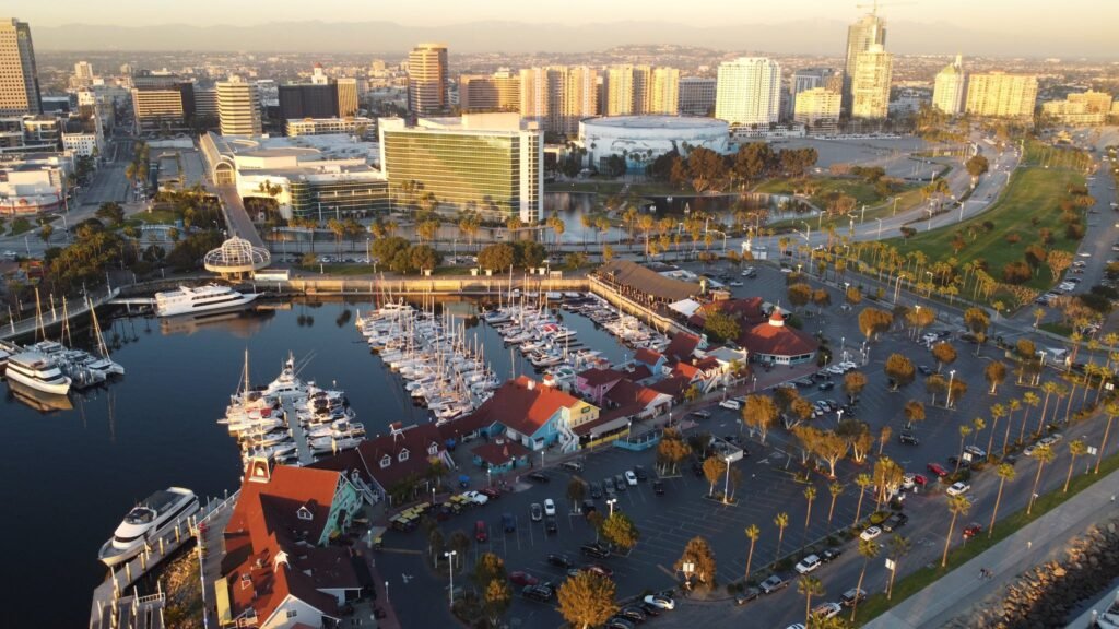 Aerial View of City Buildings in Long Beach California